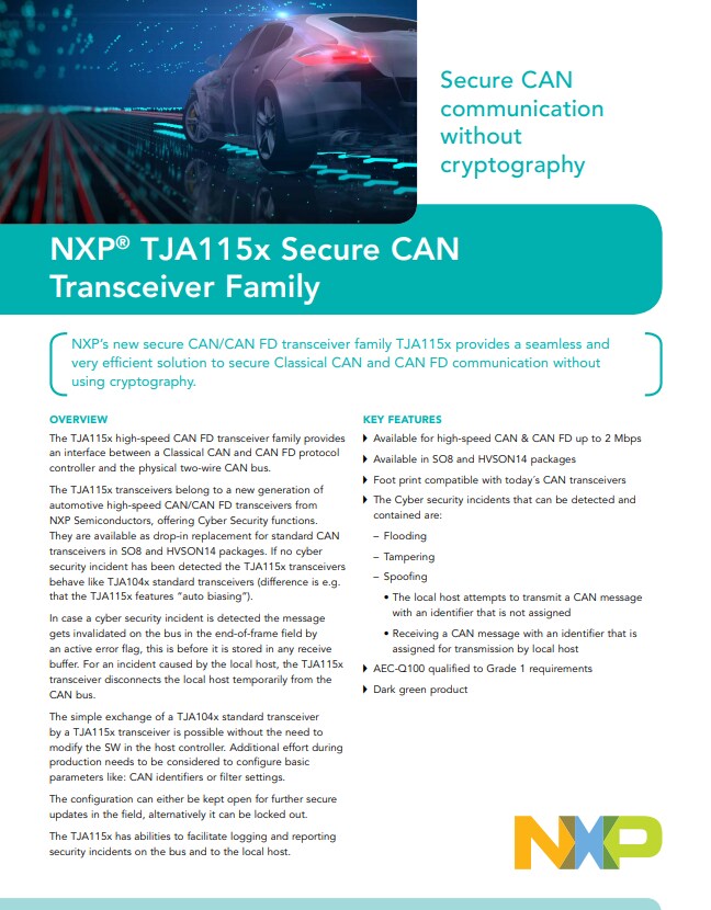 NXP TJA115x安全可以收发家庭图像